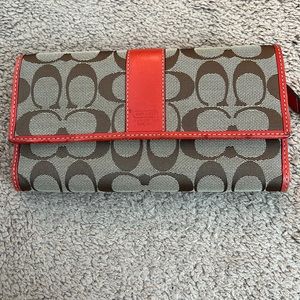 Used Coach Signature Brown Trifold Wallet